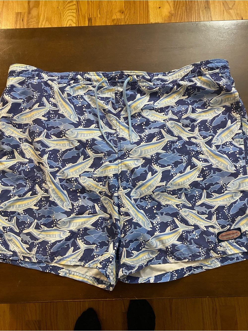 Vineyard Vines Blue Fish-Print Swim Shorts